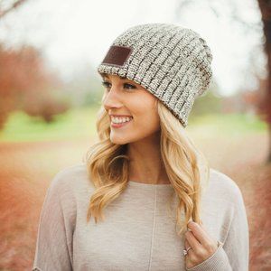 Love Your Melon Black and White Speckled Beanie